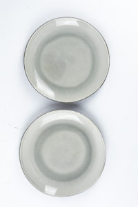 Matching gray salad plates