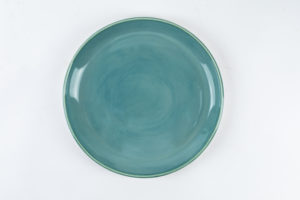 Handmade aqua medium-sized dinner plate.
