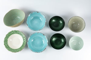 Green and aquamarine bowls