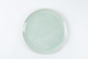 Very light colored aqua dinner plate