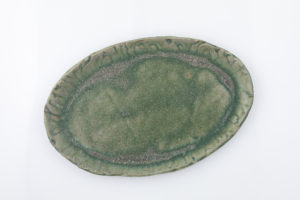 Green oval vegetable tray