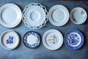 Antique plates for food photo shoots