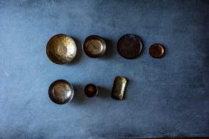 Modern brass and copper for food photo shoots