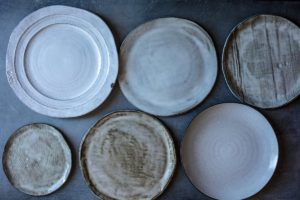 White and off-white plates for food photo shoots