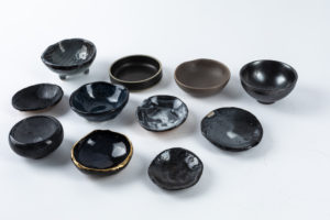 Handmade black bowls for props