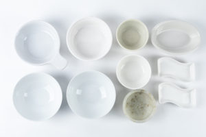 White bowls for food styling