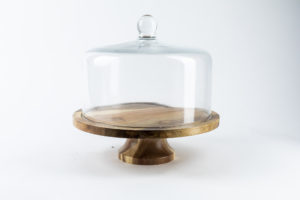 Large wooden cake stand with cover